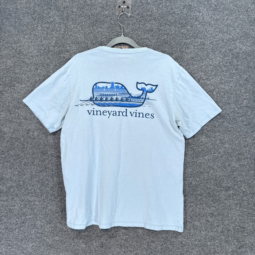 Vineyard Vines Pocket Tee Mens Small Light Blue Rowing Whale Short Sleeve Tshirt